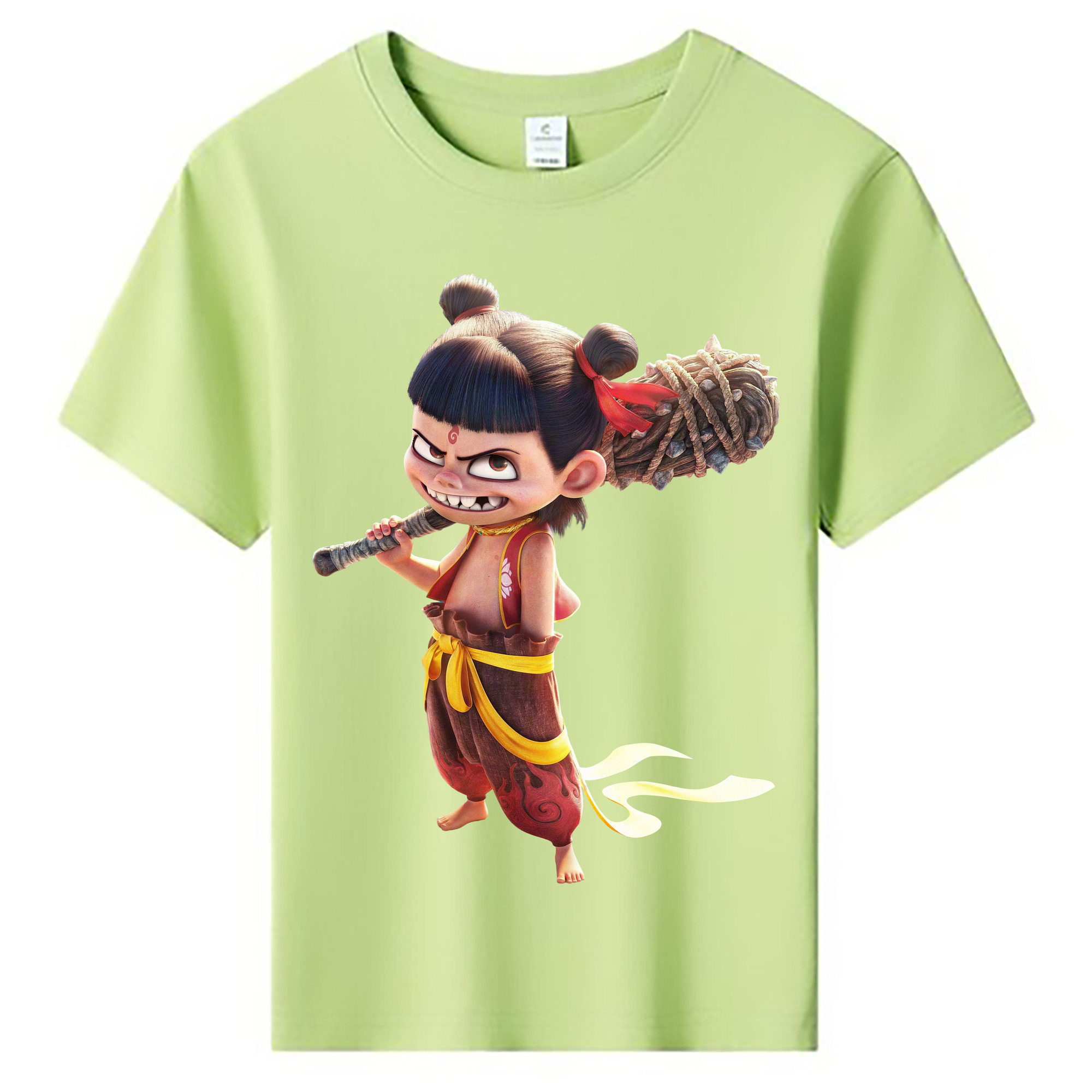 （画像用） Ne Zha 2 ナタ 魔童の大暴れ 綿100％キッズTシャツ（フロントプリント）